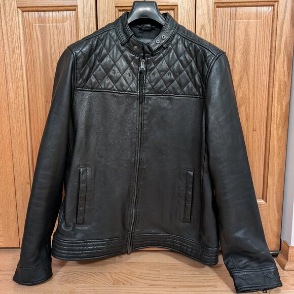 All Saints Zola Black Leather Jacket XXL